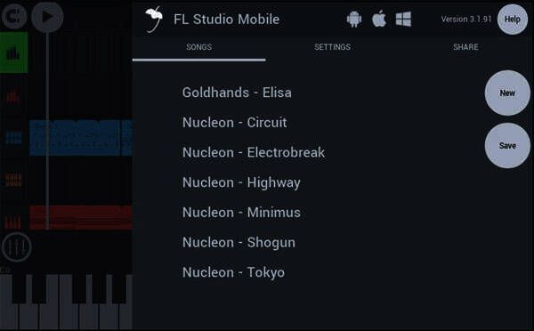 点击FL logo按钮后的选项界面图片
