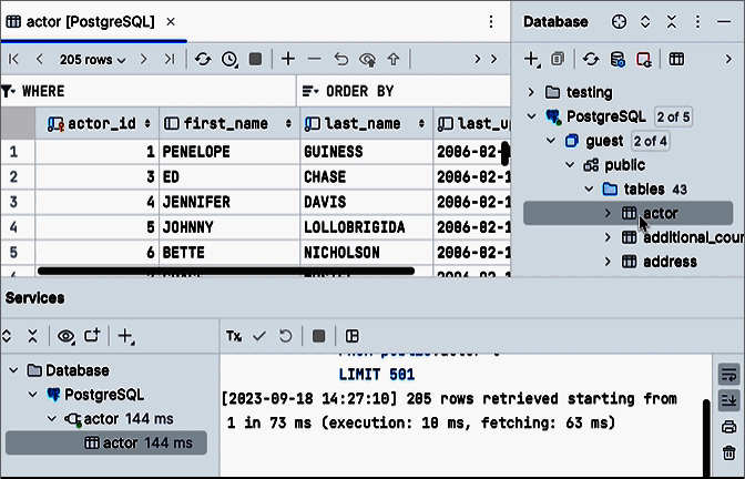 数据库连接信息展示