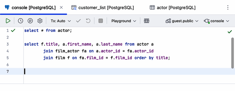 查询控制台界面展示