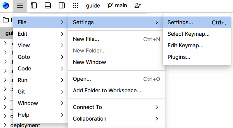 打开待编辑设置的工作区界面