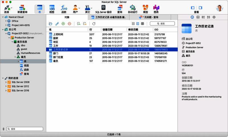 Navicat for SQL Server 17 Mac版软件界面