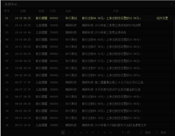 信息中心修改提醒条件操作图