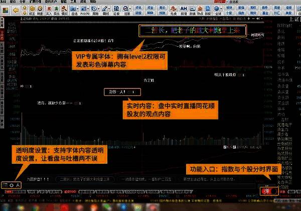 同花顺Mac版弹幕功能界面