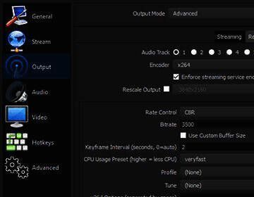 OBS设置面板界面展示