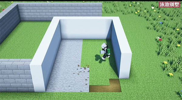 白色混凝土制作游泳池框架画面