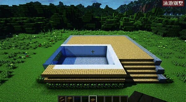 橡木板装饰游泳池画面