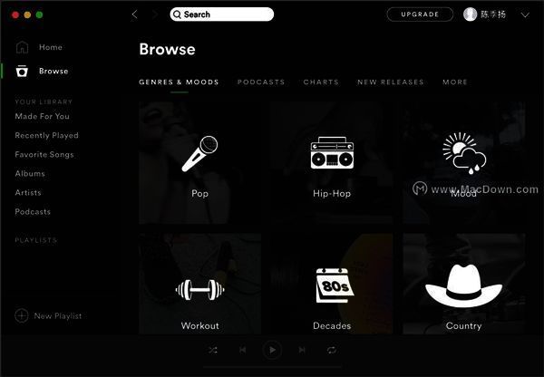 Spotify Mac版搜索歌曲界面