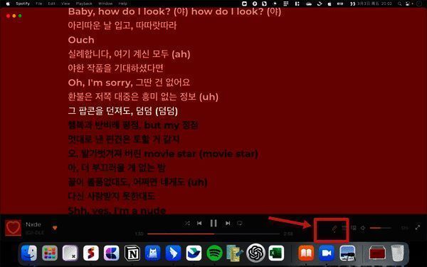 Spotify Mac版开启歌词界面
