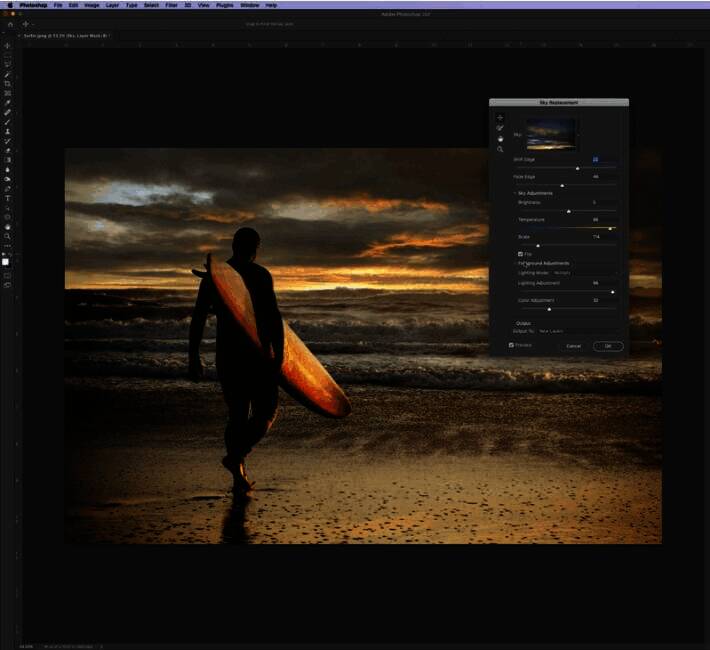 天空替换调整设置界面