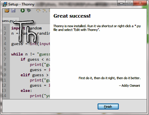 Thonny软件安装完成界面