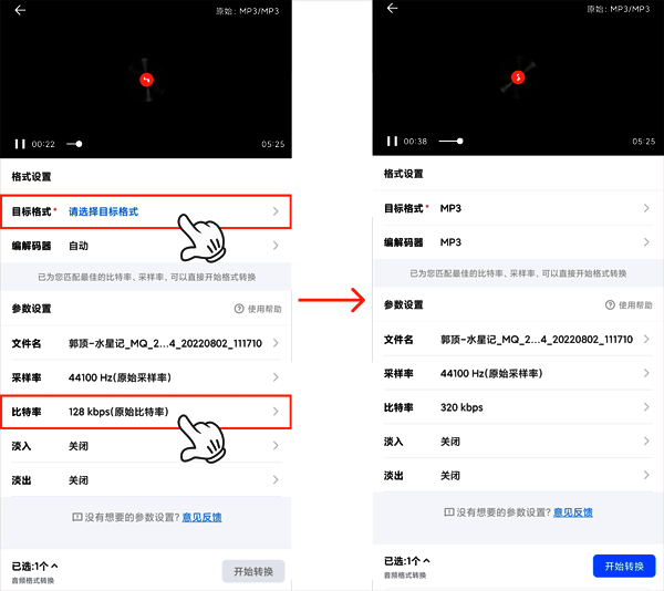 音频参数设置截图