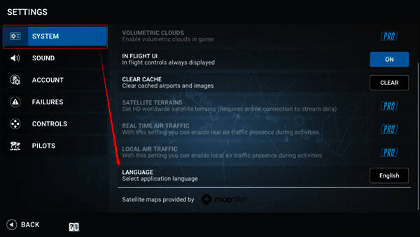rfs模拟飞行语言设置界面