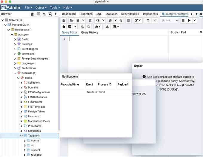pgAdmin 4 Mac 版软件界面