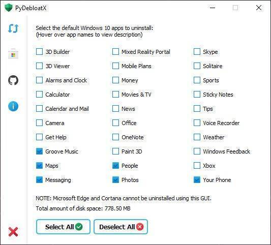 PyDebloatX软件界面图片