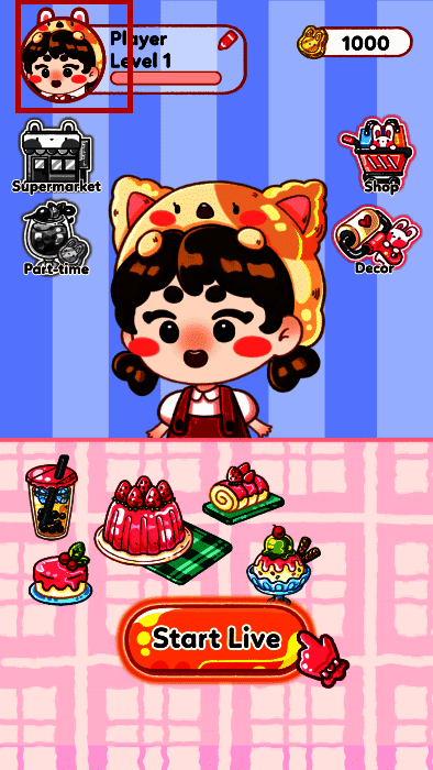 点击头像进入个人资料界面