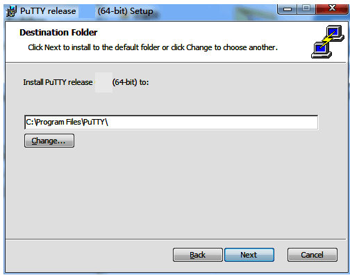 PuTTY选择安装位置界面