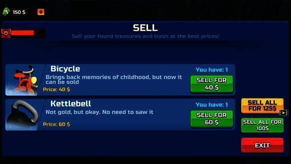 掘地求财汉化版游戏物品出售画面