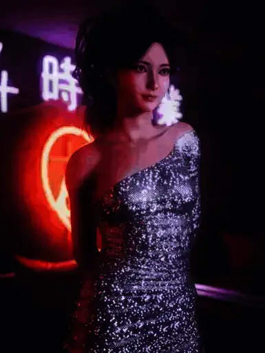 《赛博朋克2077》优雅连衣裙外观MOD截图2