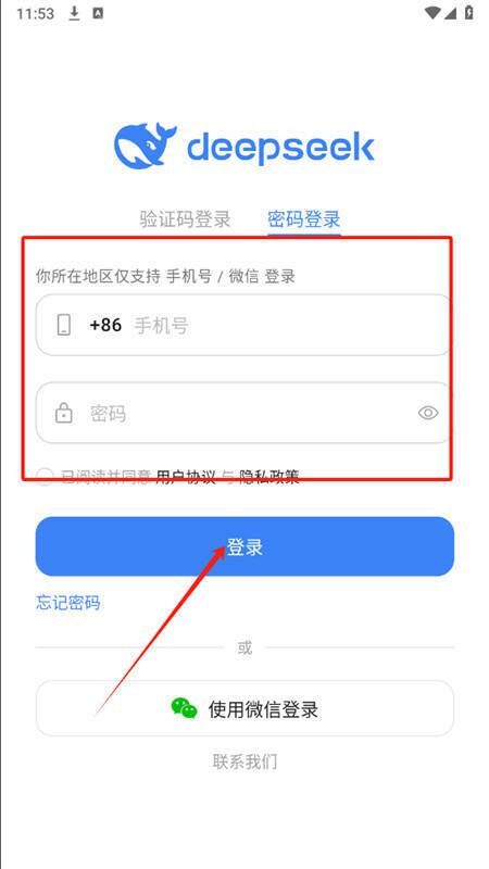 DeepSeek账号密码登录页面图片