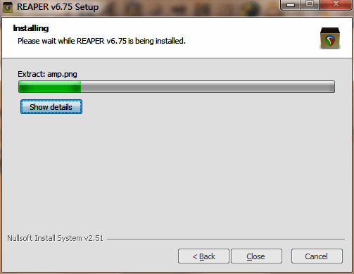 Reaper安装完成界面