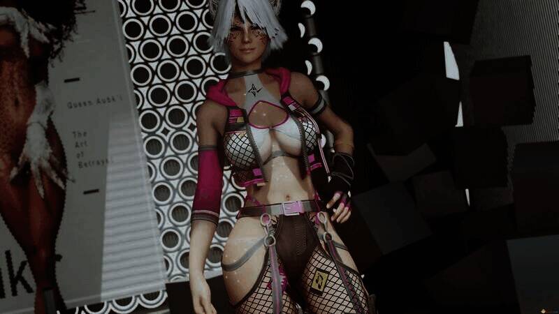 《上古卷轴5:天际重制版》死或生维纳斯霓虹流行套装MOD游戏画面