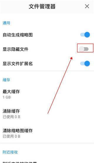 打开显示隐藏文件页面截图
