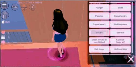 樱花校园模拟器服装一览界面